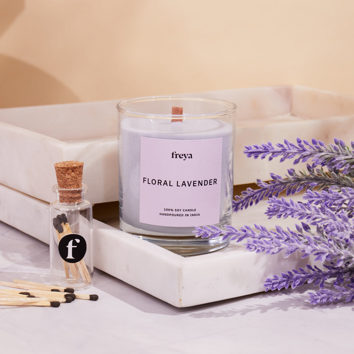 Floral Lavender Glass Jar Candle