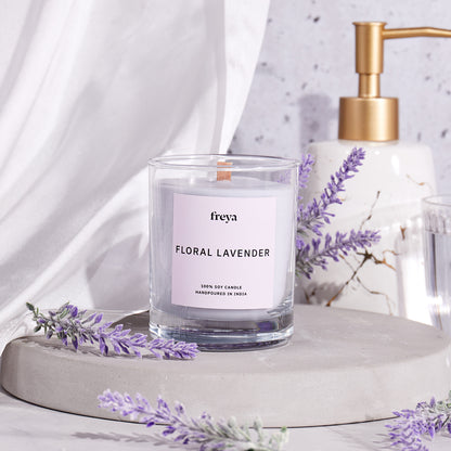 Floral Lavender Glass Jar Candle