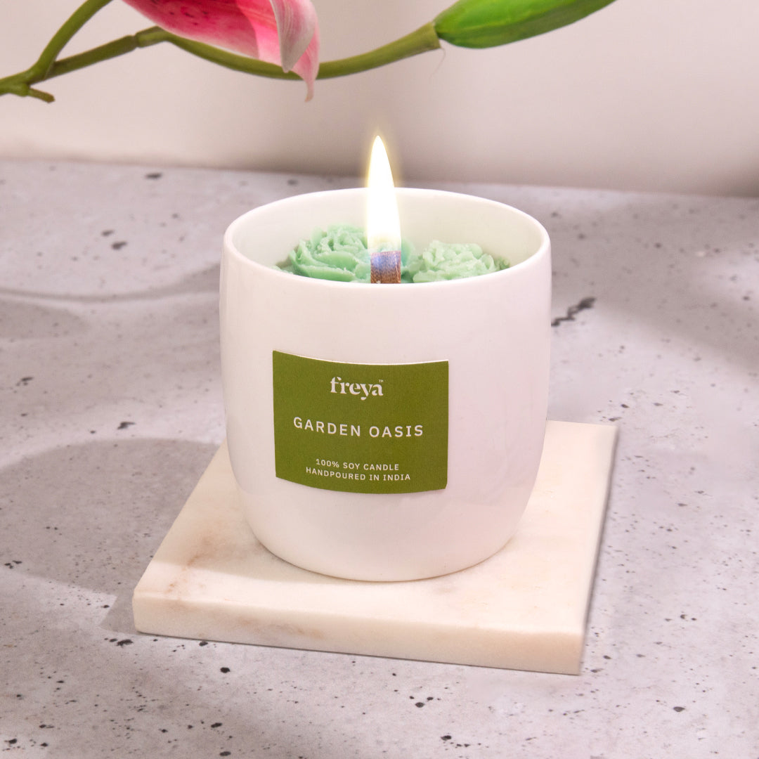 Garden Oasis Ceramic Candle