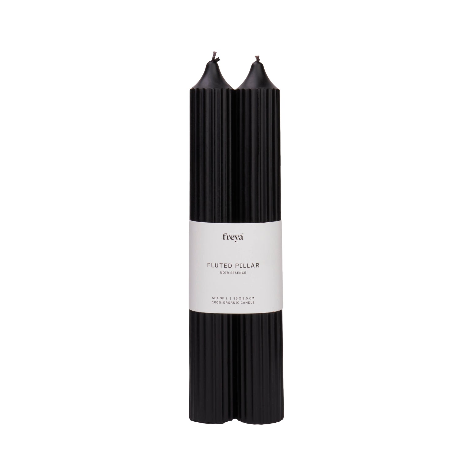 Set of 2 Fluted Pillar Candles - Noir Essence (Black) - Tall