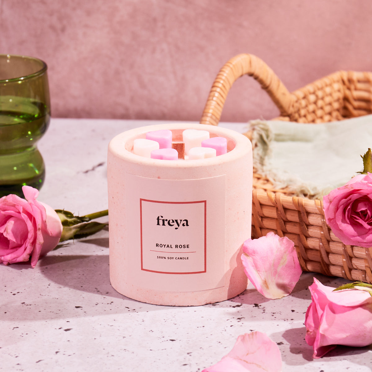 Valentine Rose Concrete Candle